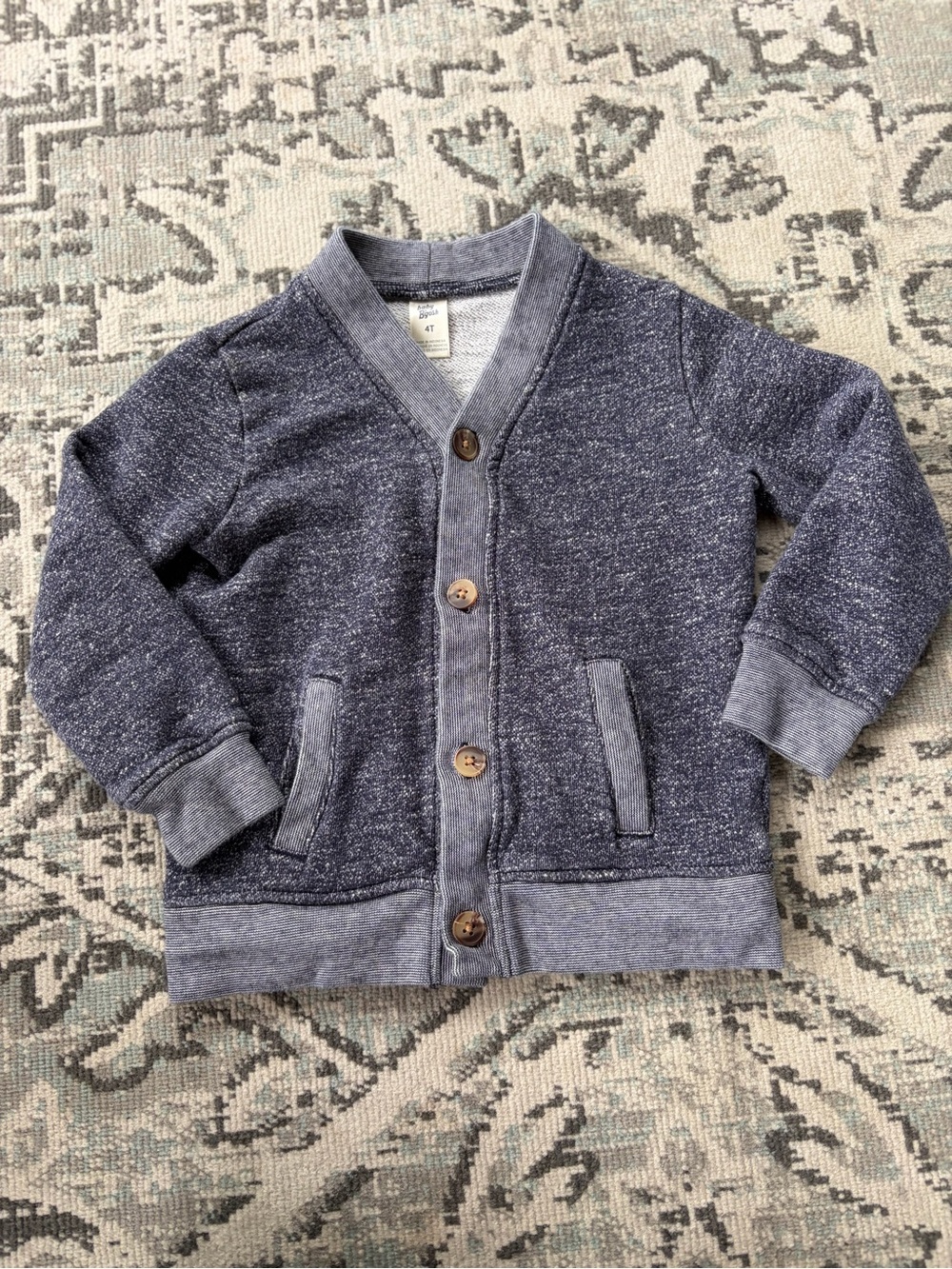 Toddler Navy Heather Button-Front Cardigan
